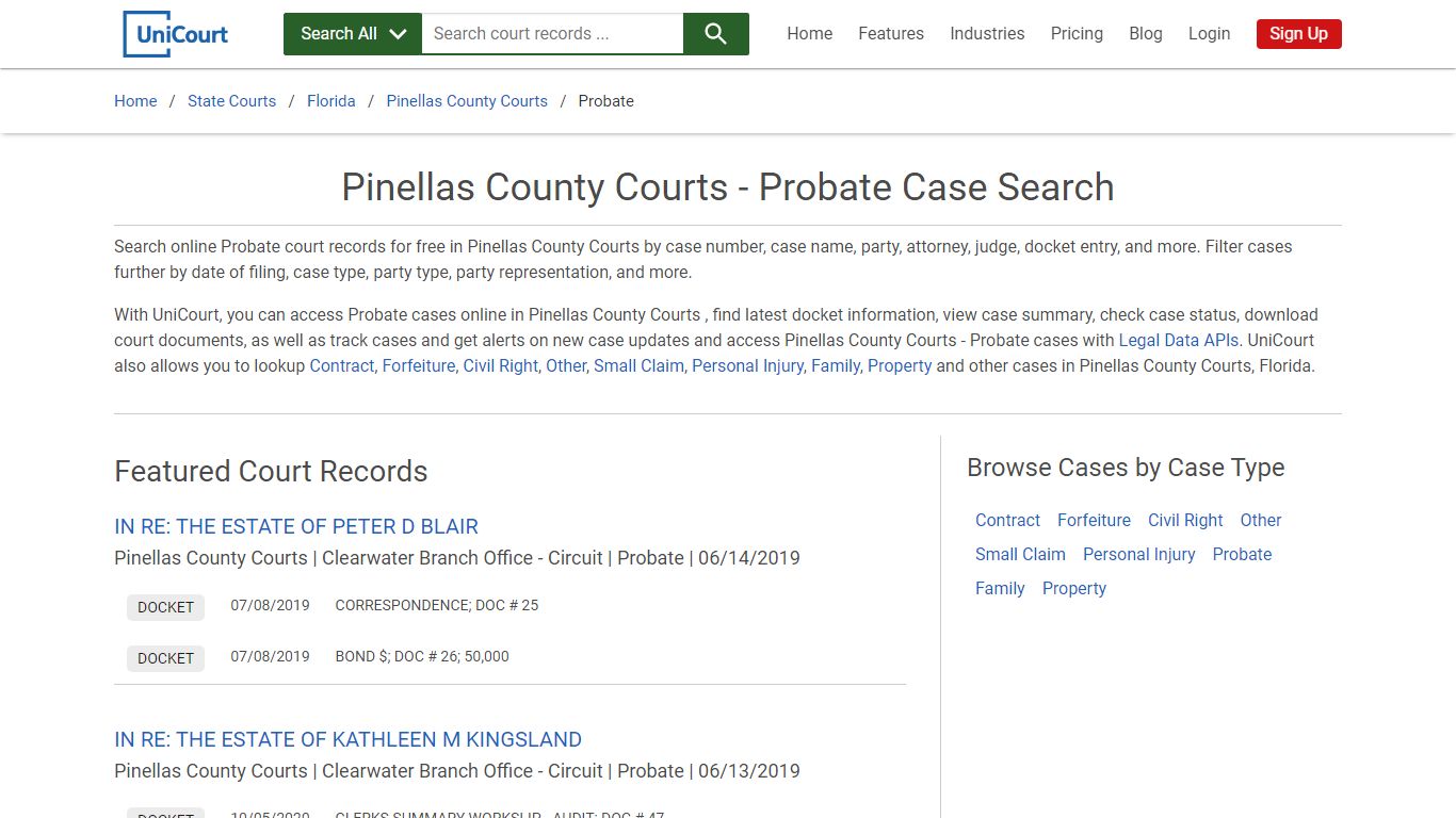 Probate Case Search - Pinellas County Courts, Florida