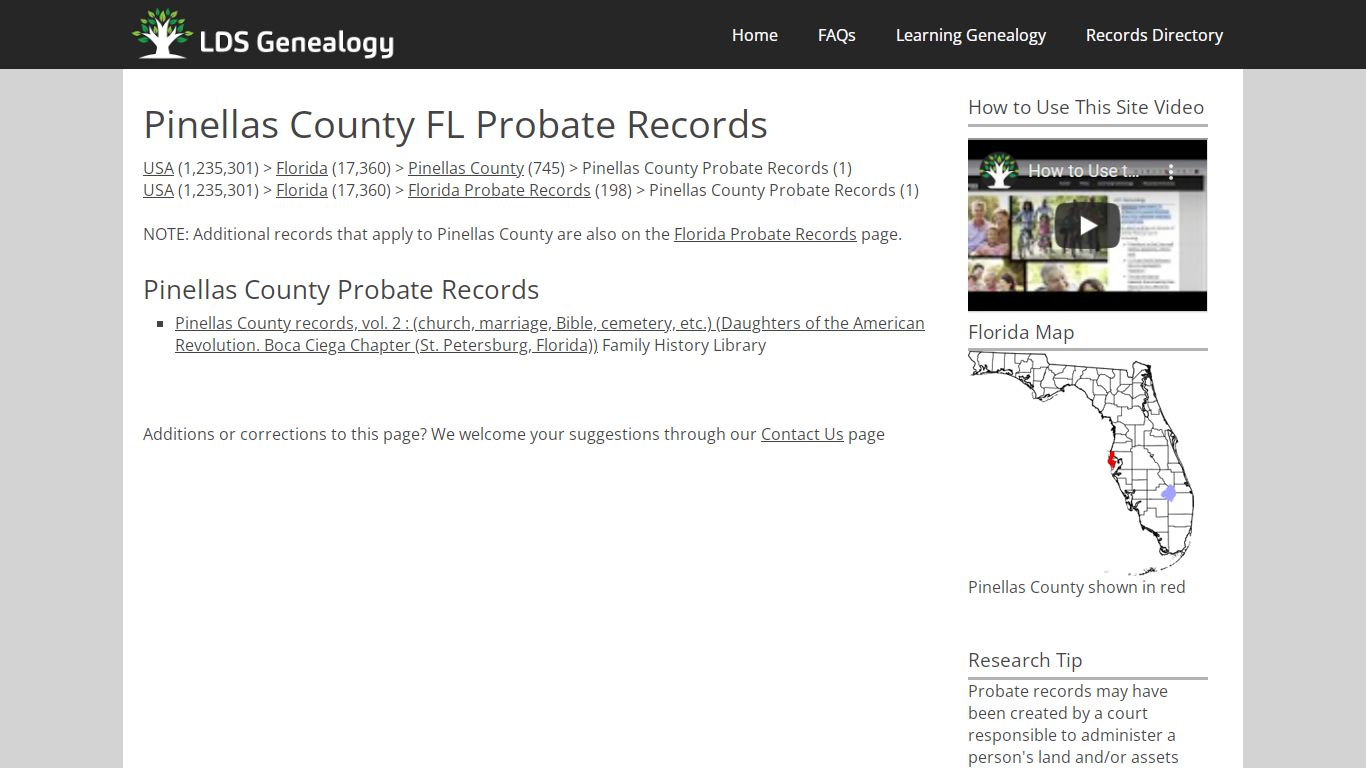 Pinellas County FL Probate Records - ldsgenealogy.com